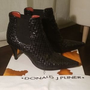 Donald J Pliner Black Leather High Heel Boots
